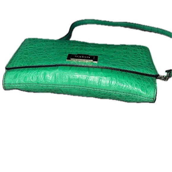 Kate Spade Orchard Valley Fiona Flap Green Leather Croc Embossed Crossbody Bag - Picture 7 of 11